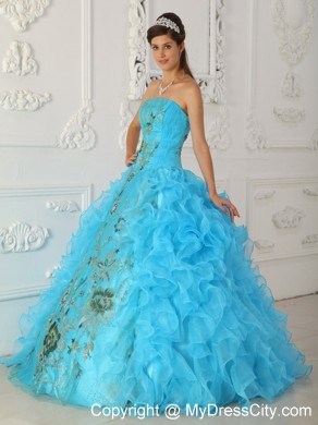 Pretty Ruffles Organza Embroidery Quinceanera Dress for Cheap