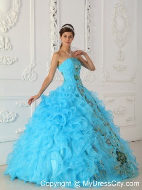 Pretty Ruffles Organza Embroidery Quinceanera Dress for Cheap