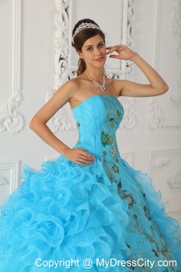 Pretty Ruffles Organza Embroidery Quinceanera Dress for Cheap