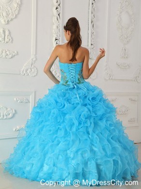 Pretty Ruffles Organza Embroidery Quinceanera Dress for Cheap