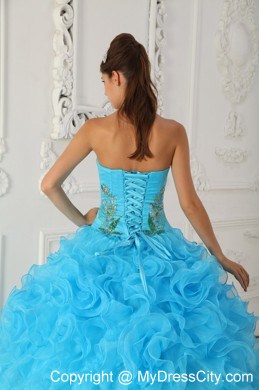 Pretty Ruffles Organza Embroidery Quinceanera Dress for Cheap