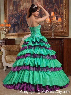 Sweetheart Ruffled Layers Quinceanera Party Dress with Multi-color