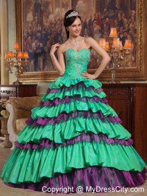 Sweetheart Ruffled Layers Quinceanera Party Dress with Multi-color