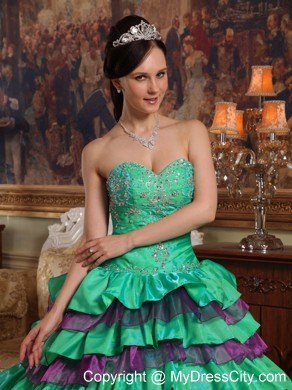 Sweetheart Ruffled Layers Quinceanera Party Dress with Multi-color