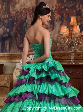 Sweetheart Ruffled Layers Quinceanera Party Dress with Multi-color