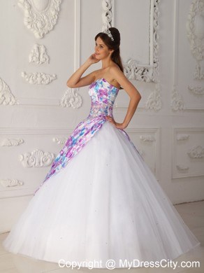 2013 Printing Strapless Organza Corset 2013 Quinceanera Dress