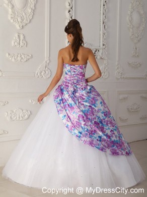 2013 Printing Strapless Organza Corset 2013 Quinceanera Dress