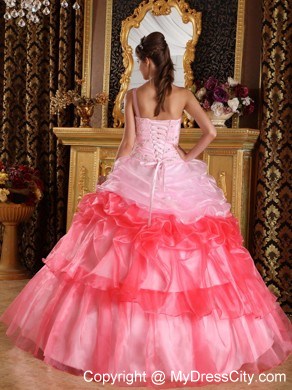 Two-toned One Shoulder Pick-ups 2013 Sweet 15 Dress for Party