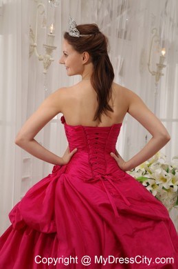 Coral Red Quinceanera Dress with Pick-ups and Beading on Sale