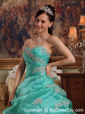 2013 Pick-ups and Appliques Sweetheart Aqua Blue Sweet 15 Dress