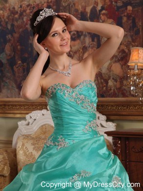 2013 Pick-ups and Appliques Sweetheart Aqua Blue Sweet 15 Dress