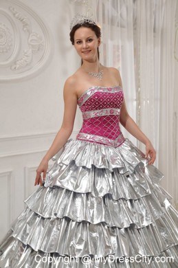 New Style Sliver Strapless Ruffled layers 2013 Corset Sweet 15 Dress