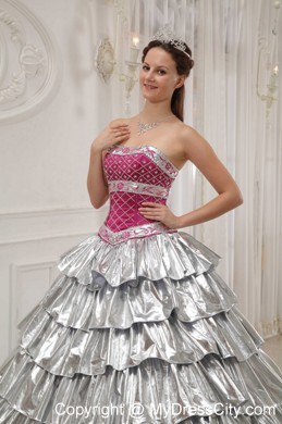 New Style Sliver Strapless Ruffled layers 2013 Corset Sweet 15 Dress