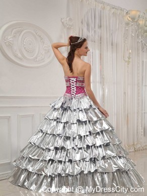 New Style Sliver Strapless Ruffled layers 2013 Corset Sweet 15 Dress