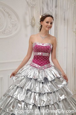 New Style Sliver Strapless Ruffled layers 2013 Corset Sweet 15 Dress