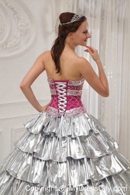 New Style Sliver Strapless Ruffled layers 2013 Corset Sweet 15 Dress