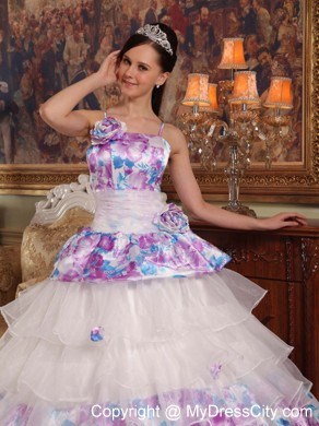 Ruffled Layers Quinceanera Dress 2013 Flowers Organza and Printing