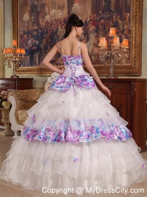 Ruffled Layers Quinceanera Dress 2013 Flowers Organza and Printing