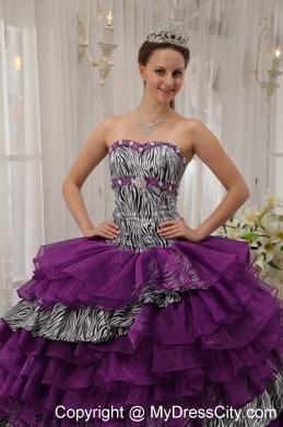 Pretty Puffy Ruffled Layers Quinceanera Dress with Zebra and Beading