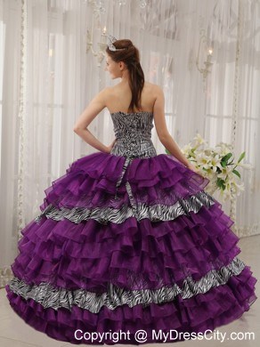 Pretty Puffy Ruffled Layers Quinceanera Dress with Zebra and Beading