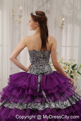 Pretty Puffy Ruffled Layers Quinceanera Dress with Zebra and Beading