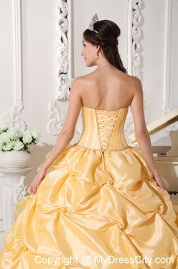 Luxurious Gold Chapel Train Quinceanera Dress in Sweet 16