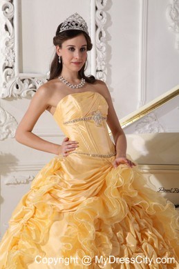 Luxurious Gold Chapel Train Quinceanera Dress in Sweet 16