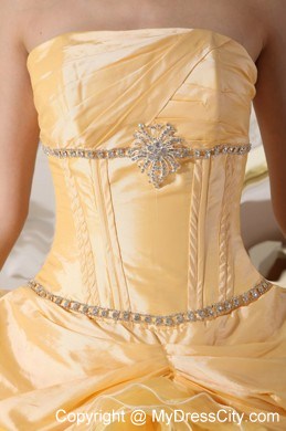 Luxurious Gold Chapel Train Quinceanera Dress in Sweet 16