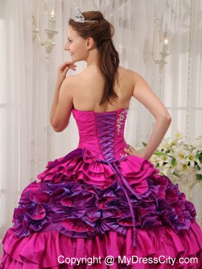 Multi-color Taffeta Ruffles Appliques Sweet 16 Dress for Cheap