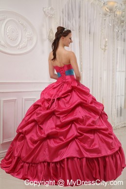 2013 Red and Blue Ball Gown Pick-ups Beading Sweet 15 Dress