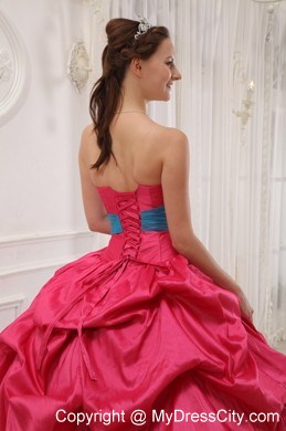 2013 Red and Blue Ball Gown Pick-ups Beading Sweet 15 Dress