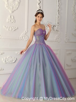 Multi-color Sweetheart Tulle Beading Sweetheart Quinceanera Dress