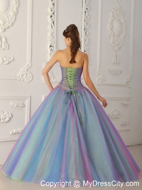 Multi-color Sweetheart Tulle Beading Sweetheart Quinceanera Dress