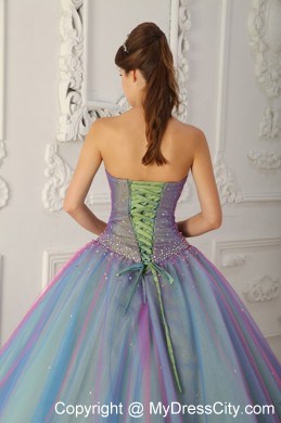 Multi-color Sweetheart Tulle Beading Sweetheart Quinceanera Dress