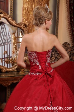 Wine Red Strapless Appliques 2013 Quinceanera Dress Online