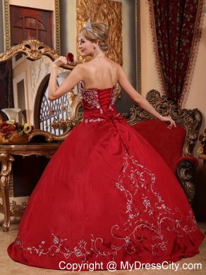 Wine Red Strapless Appliques 2013 Quinceanera Dress Online