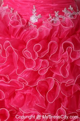 Hot Pink Quinceanera Dress with Ruffles Appliques in Spring