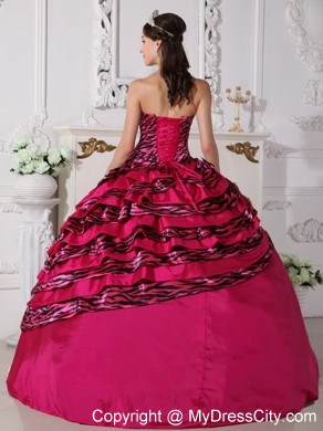 2013 Perfect Ruches and Zebra Fuchsia Quinceanera Dress