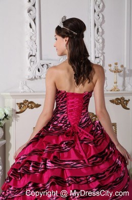 2013 Perfect Ruches and Zebra Fuchsia Quinceanera Dress