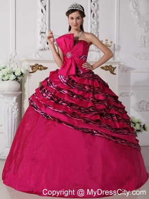 2013 Perfect Ruches and Zebra Fuchsia Quinceanera Dress