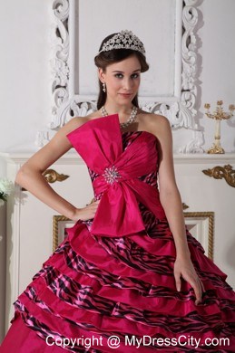 2013 Perfect Ruches and Zebra Fuchsia Quinceanera Dress