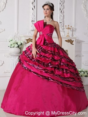 2013 Perfect Ruches and Zebra Fuchsia Quinceanera Dress