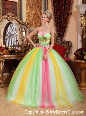 2013 Beautiful Multi-color Sweet 15 Dress with Beading For Girl