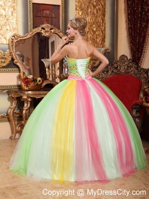 2013 Beautiful Multi-color Sweet 15 Dress with Beading For Girl