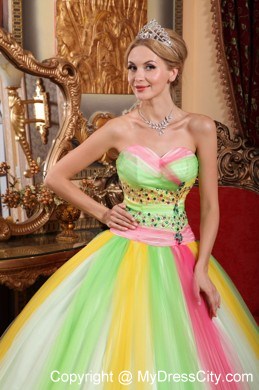 2013 Beautiful Multi-color Sweet 15 Dress with Beading For Girl