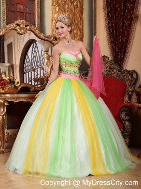 2013 Beautiful Multi-color Sweet 15 Dress with Beading For Girl