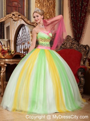 2013 Beautiful Multi-color Sweet 15 Dress with Beading For Girl