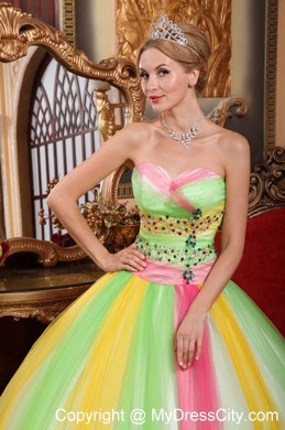 2013 Beautiful Multi-color Sweet 15 Dress with Beading For Girl