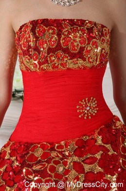 Red Special Fabric 2013 Sweet 16 Dress Ruched Bodice on Sale