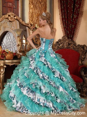 Luxurious Multi-color Quinceanera Gowns with layers and Printing